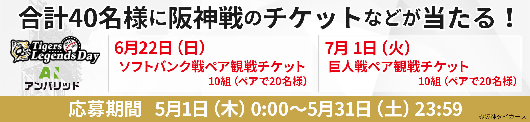 合計40名様に阪神戦のチケットなどが当たる！