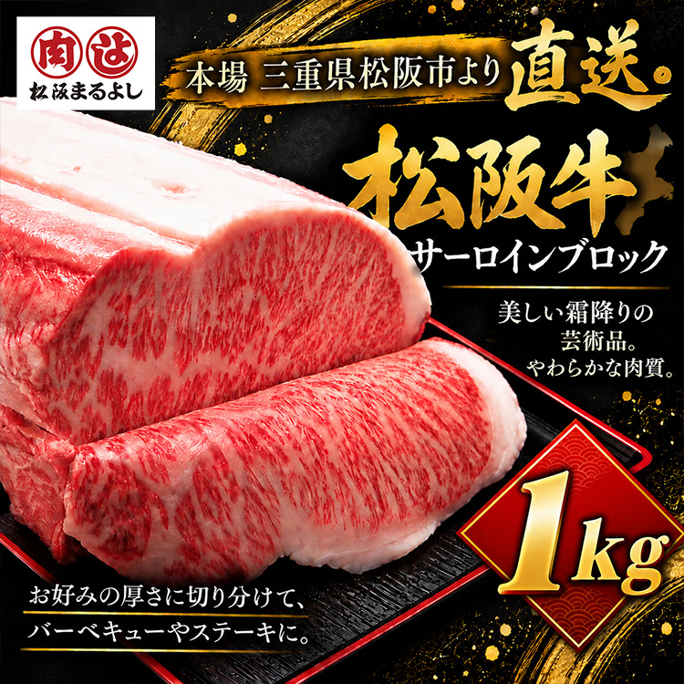 パネル付き目録 松阪牛 サーロインブロック 1kg （A71） スプーングルメの説明2