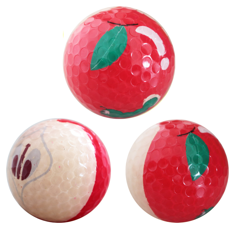 リンゴ ゴルフボール 3球セット 全面プリントの通販