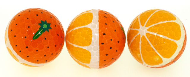 オレンジ ゴルフボール（3個入り） 全面プリントの通販
