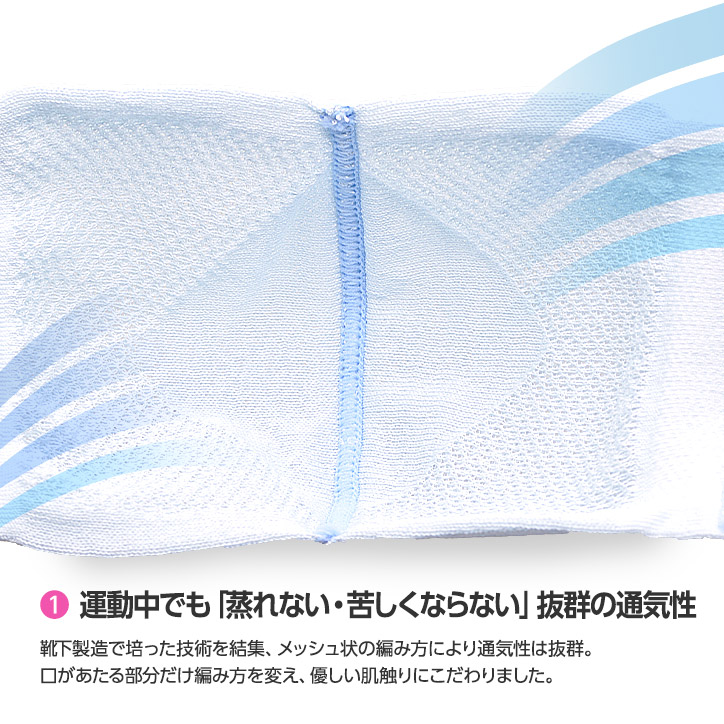 ハイブリックス 日本製マスク メッシュタイプ（銀イオン） 純銀の糸 ミューファン使用 接触冷感・抗菌防臭・吸汗速乾の説明3