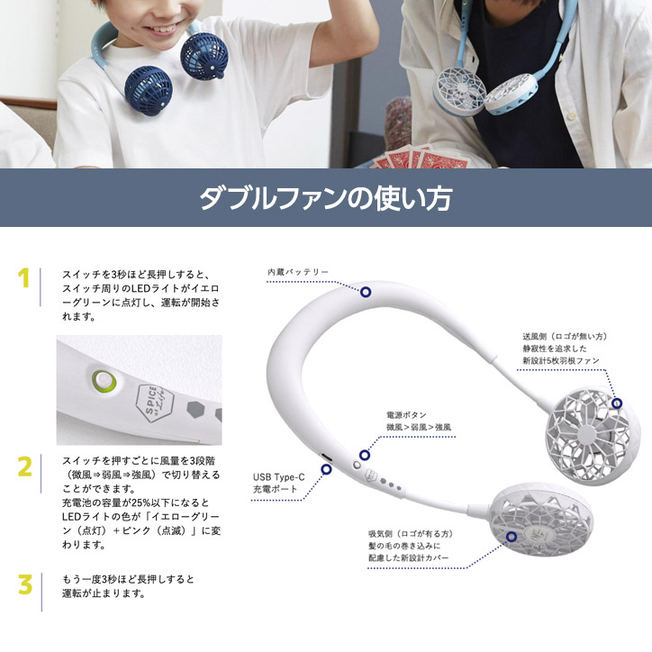 ダブルファン ver.2.0 エヴァンゲリオンスポーツ ポータブル扇風機 SPICE OF LIFEの説明6